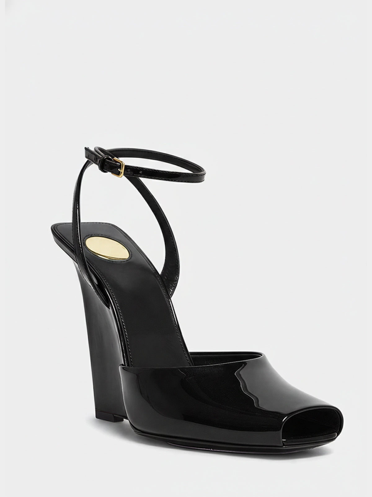 Square Toe Ankle Strap Wedge Shoes
