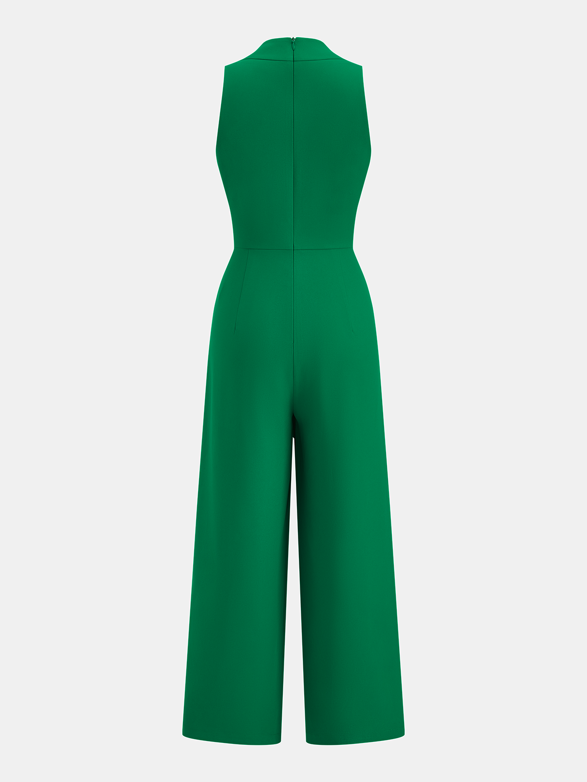 Combinaison sans manches à col en V avec taille nouée et jambes larges