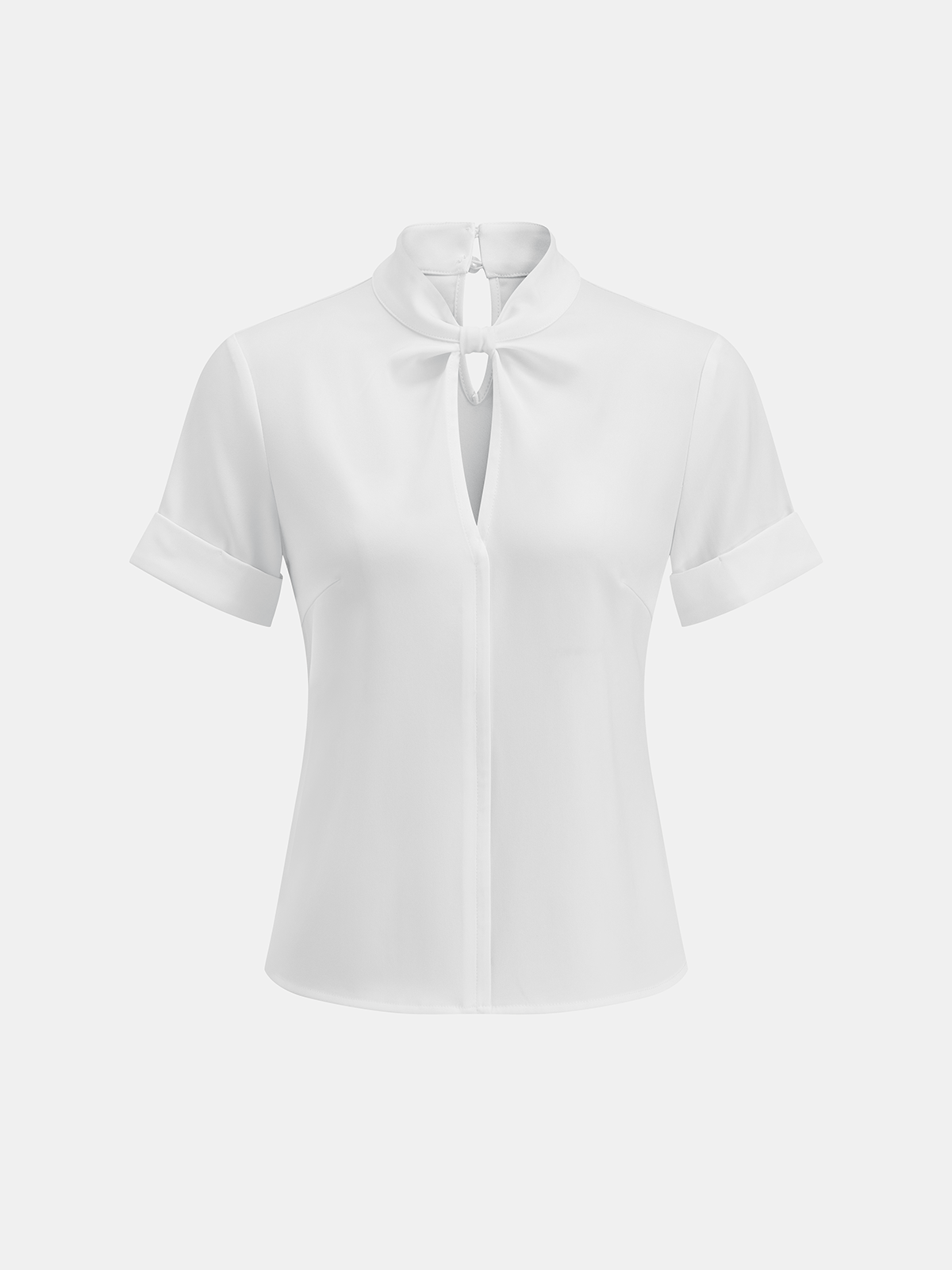 Keyhole Twisted Neck Short Sleeve Blouse