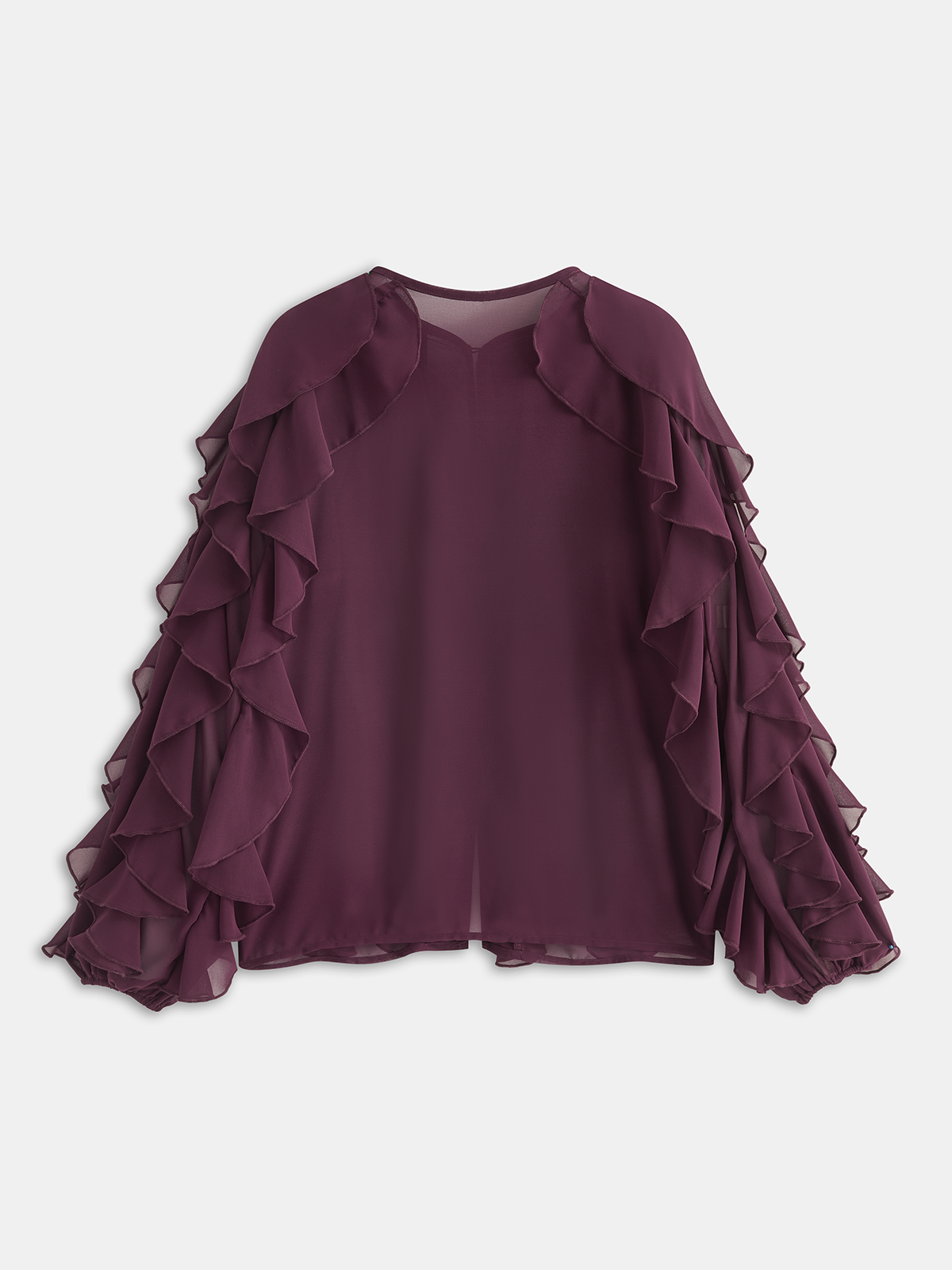 Halbtransparente Chiffon-Langarmbluse mit Rüschen