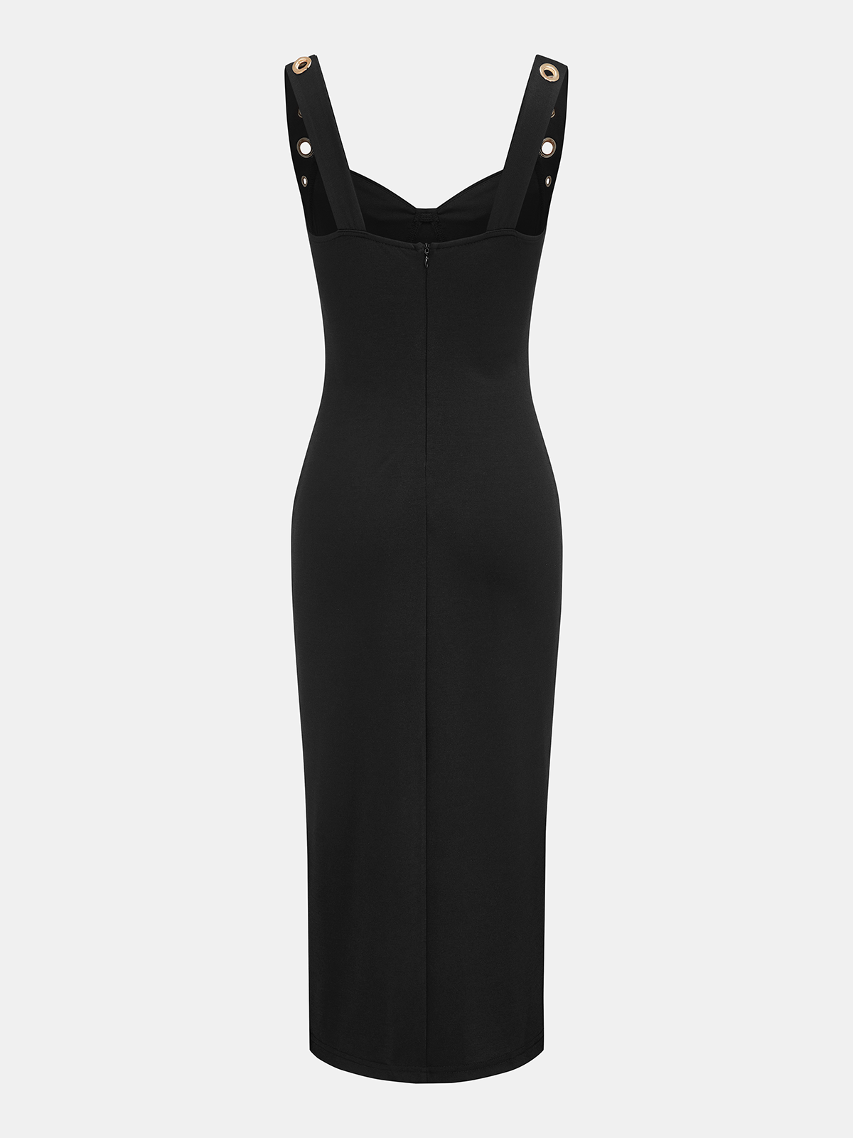 Grommet Detail Sweetheart Neck Midi Dress