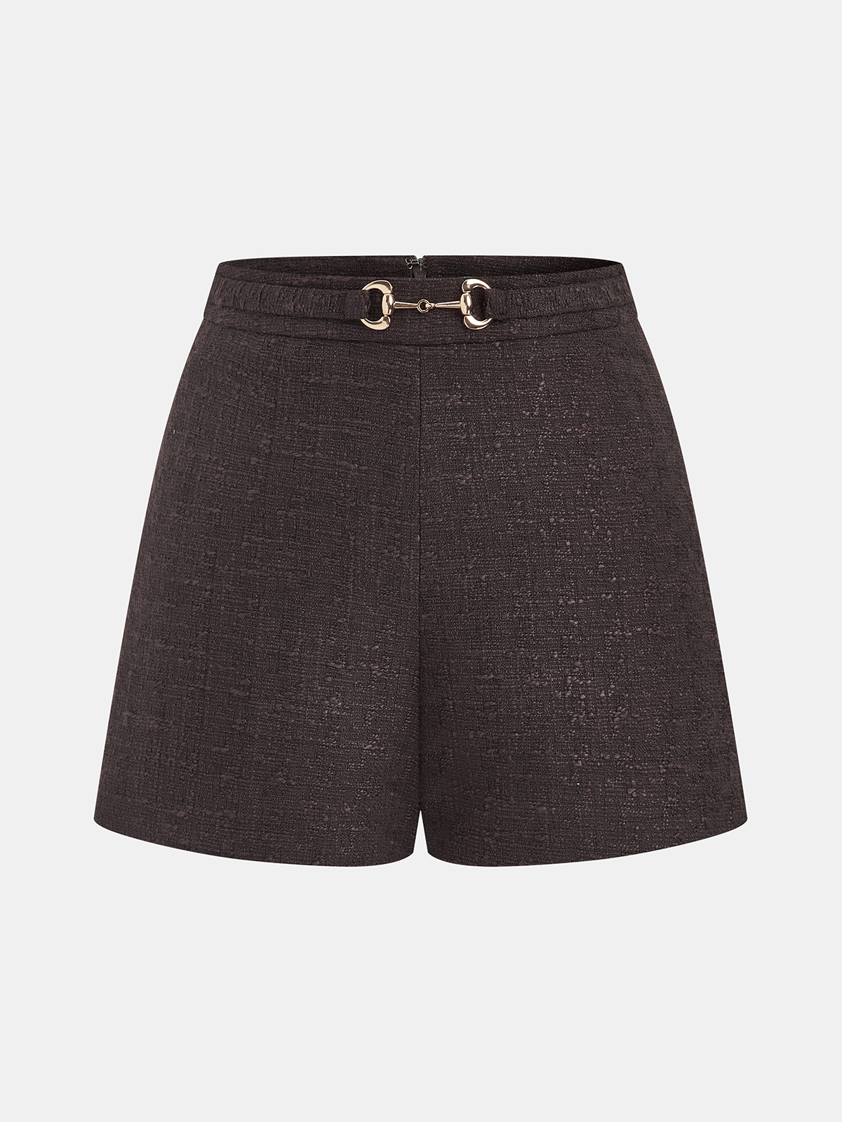 Shorts en tweed à boucle mors de cheval