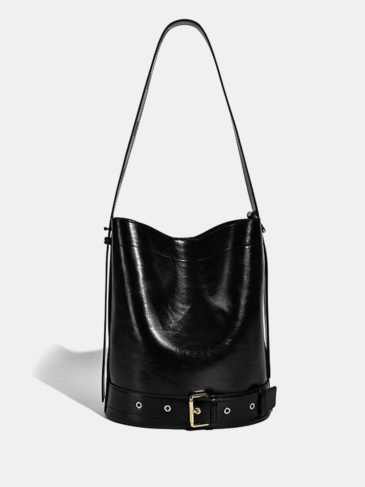 Large-Capacity Buckle Detail Bucket Bag