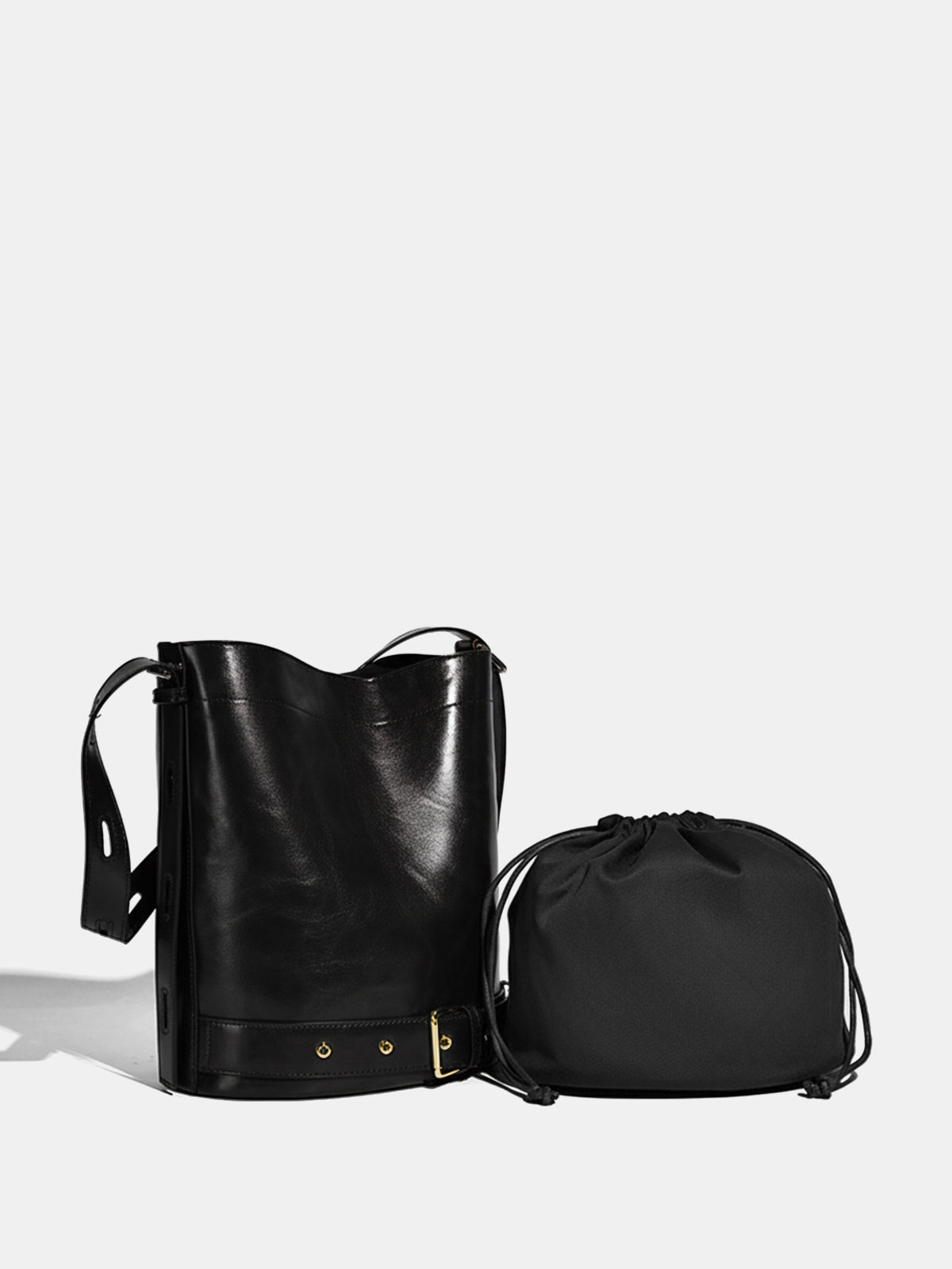 Large-Capacity Buckle Detail Bucket Bag