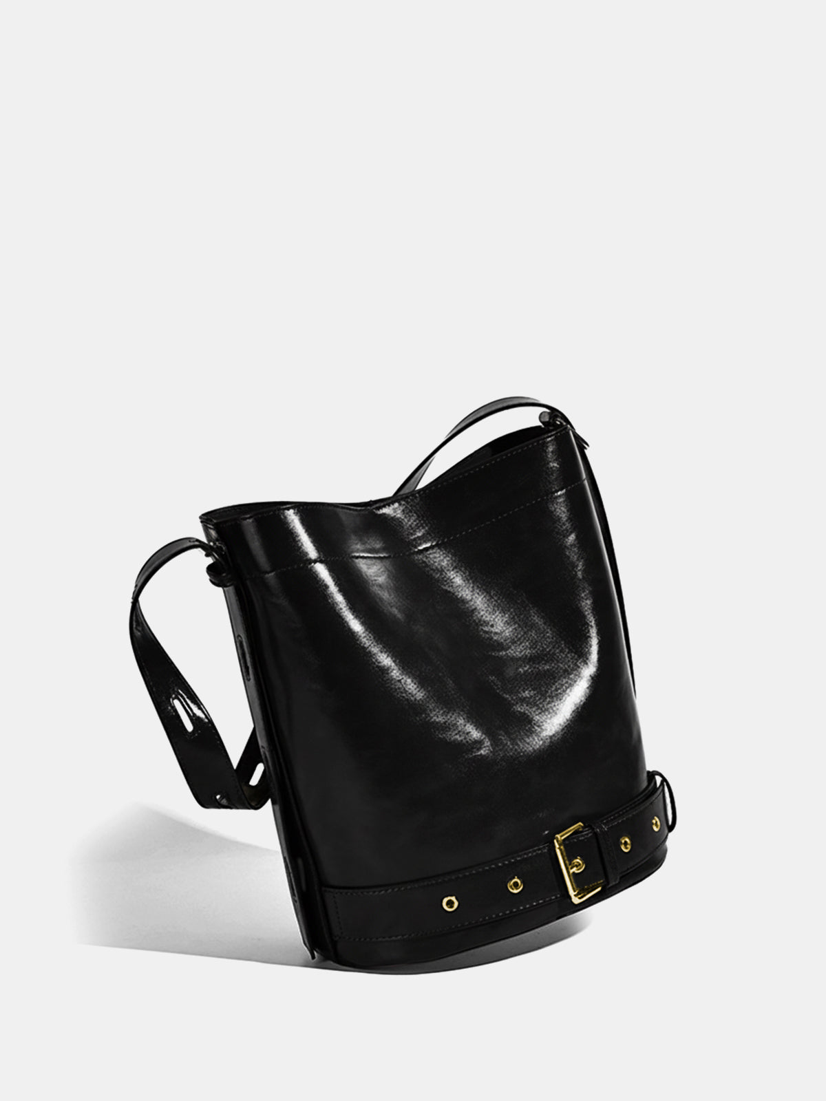 Large-Capacity Buckle Detail Bucket Bag