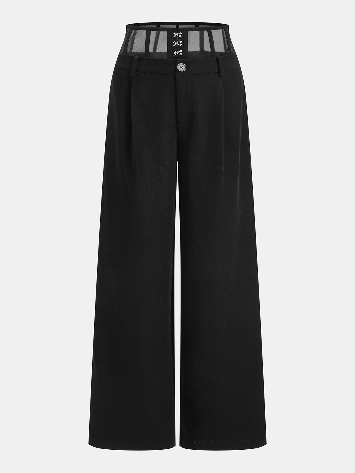 Mesh Waist Wide Leg Pants