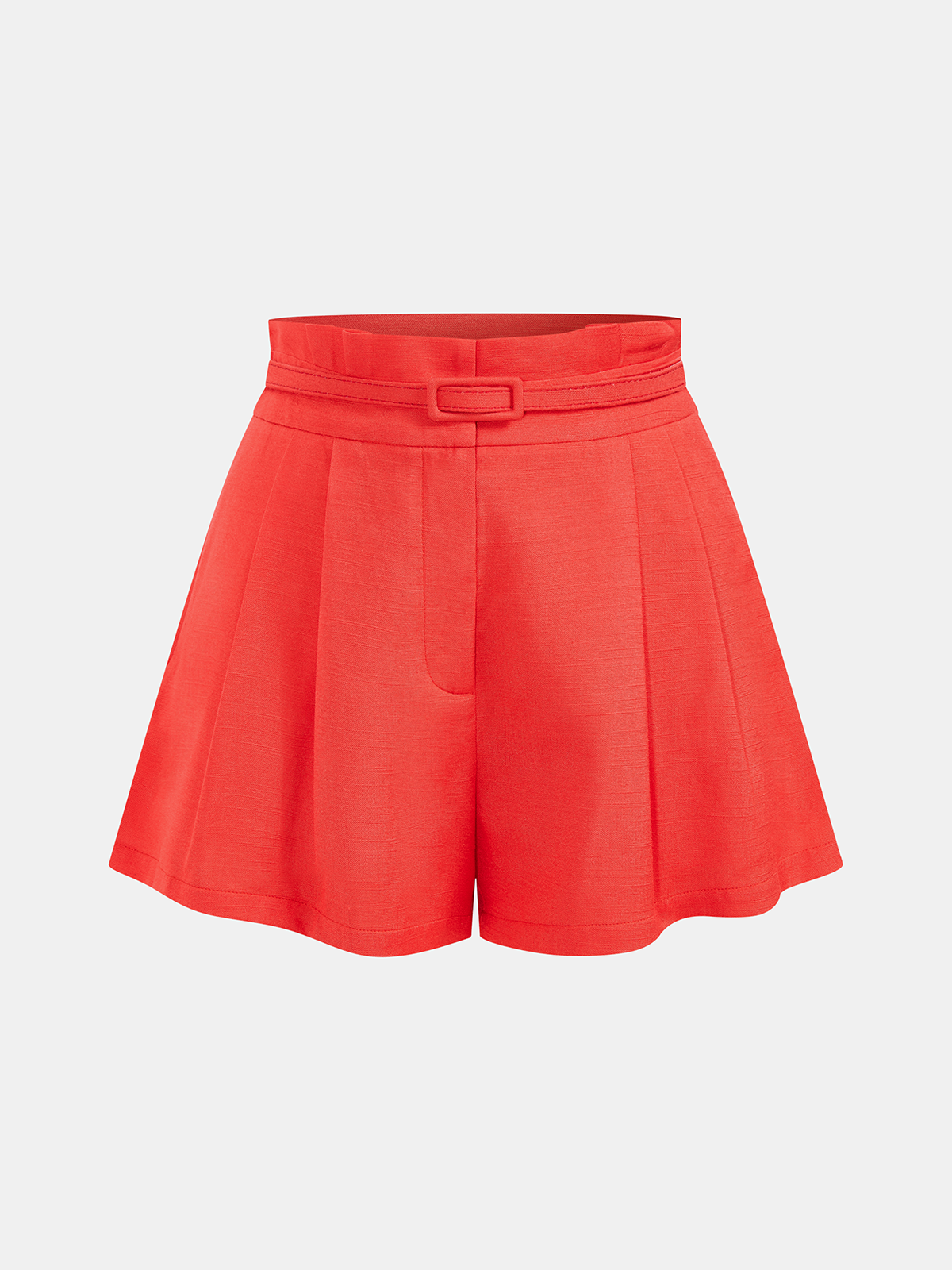 Linen Blend Belted Pleated Shorts