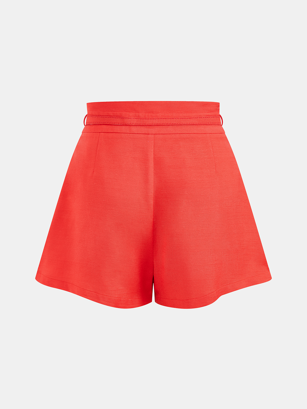 Linen Blend Belted Pleated Shorts