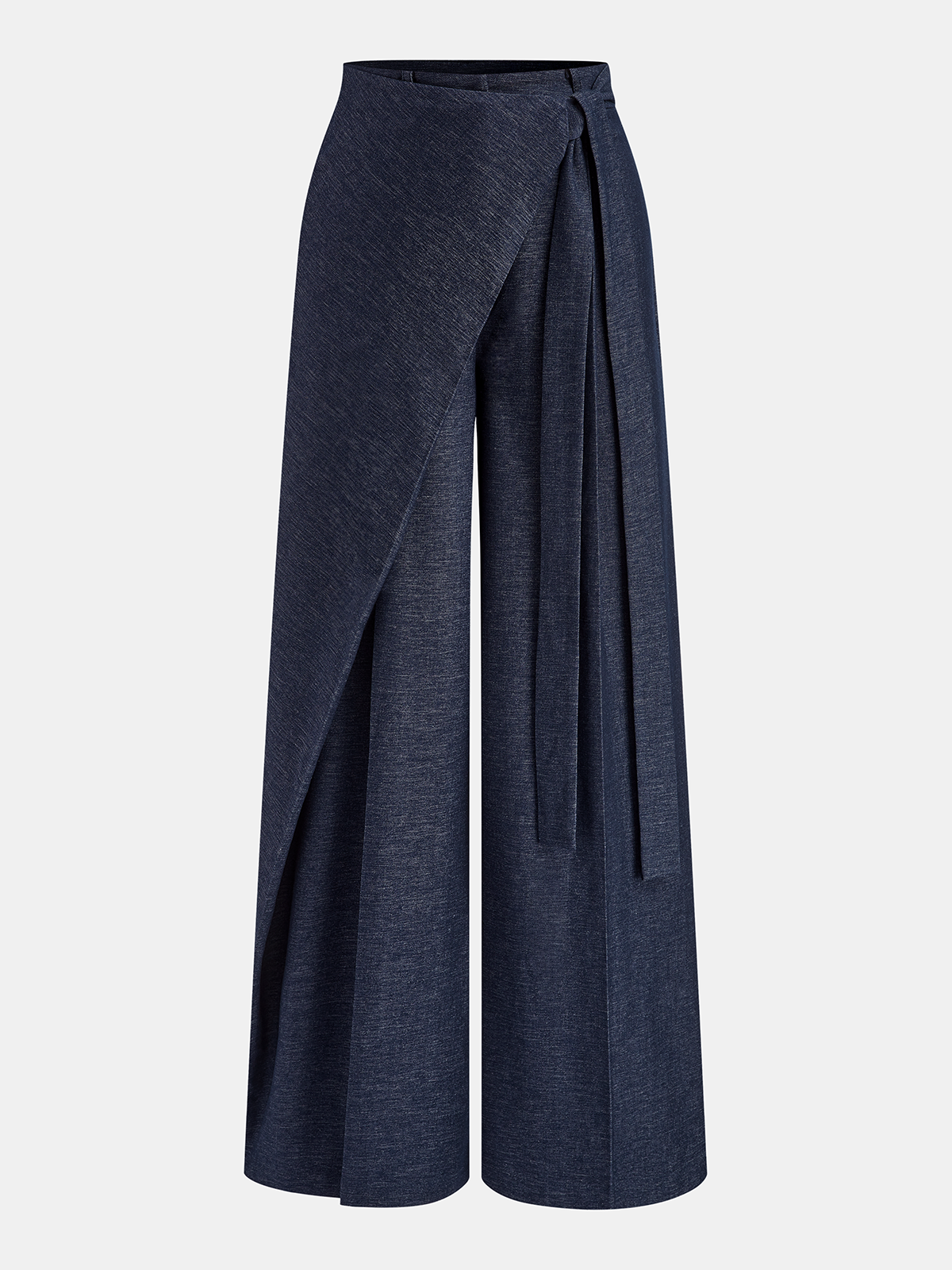 Pantalon large asymétrique cache-cœur à traîne