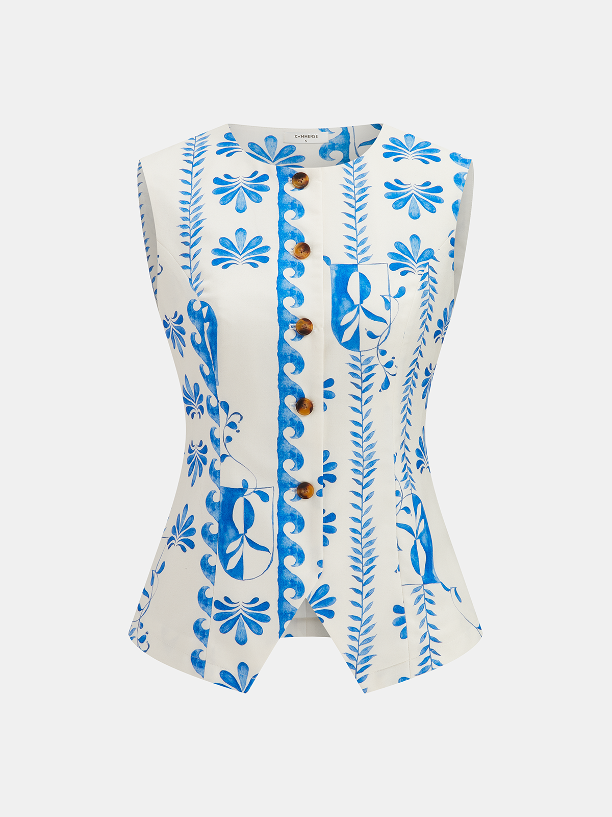 Printed Buttoned Vest & Maxi Skirt Set