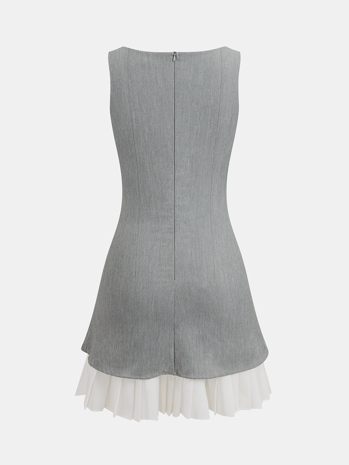 Contrast Pleated Hem Sleeveless Mini Dress