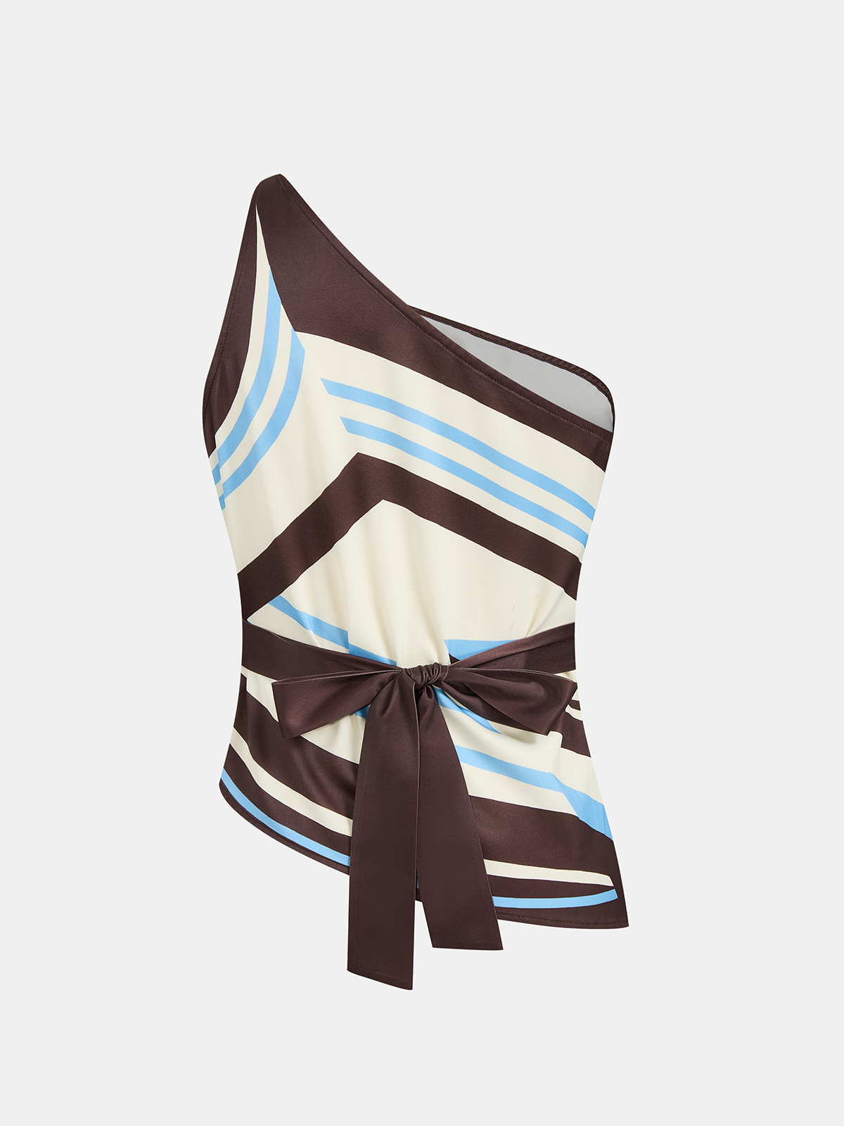 Bedrucktes One-Shoulder-Satin-Top & Hosen-Set