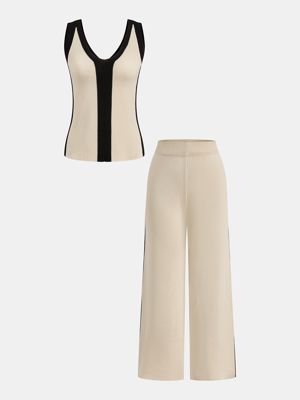 Color Block Knit Tank Top & Pants Set