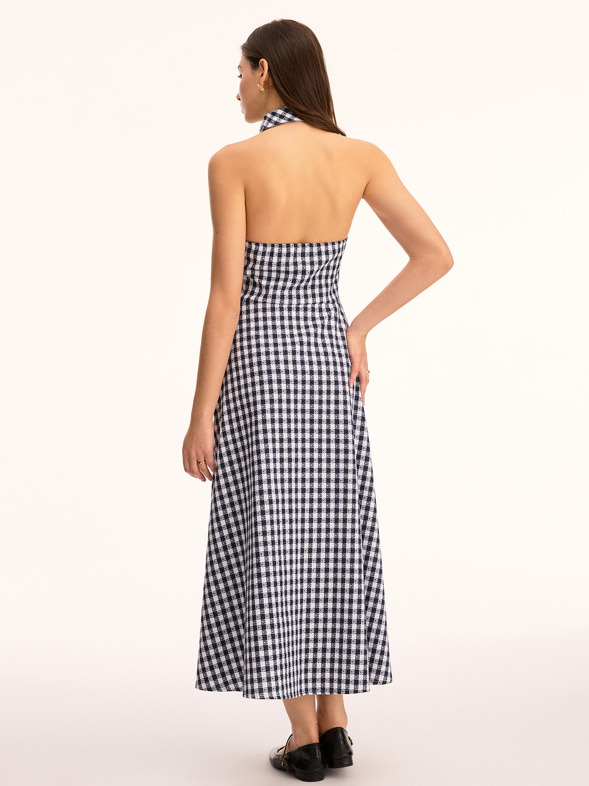 Gingham Sleeveless Maxi Shirt Dress