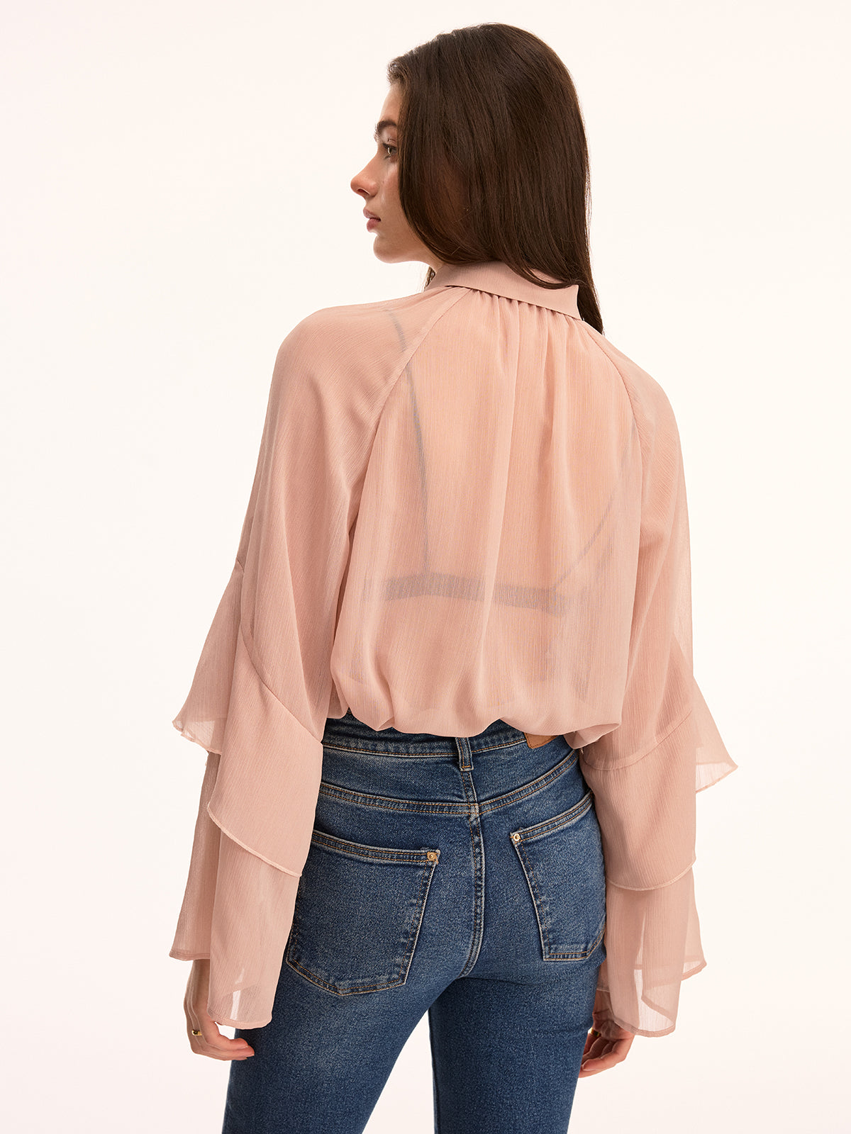 Ruffled Layered Long Sleeve Blouse