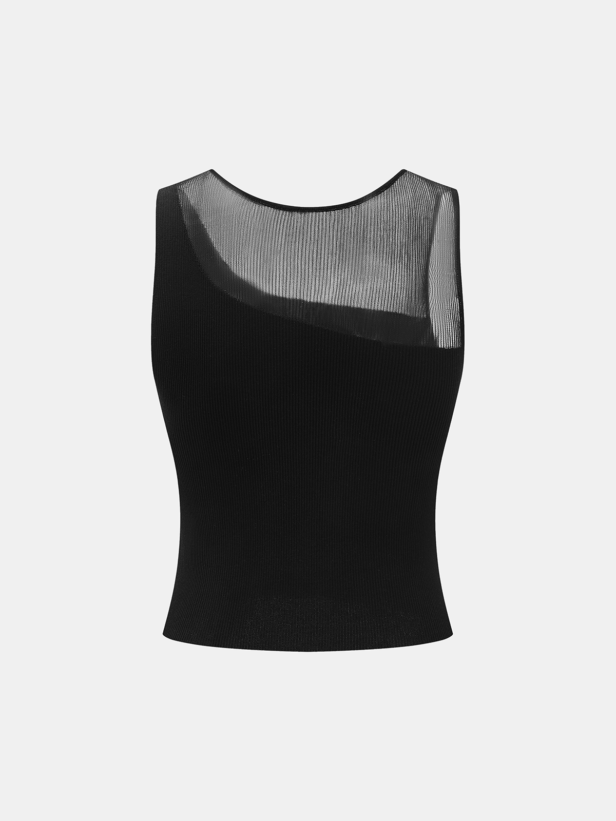 Asymmetrisches geripptes Mesh-Strick-Tanktop