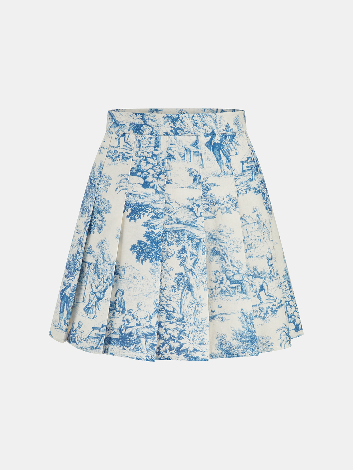 Toile Print Vest & Pleated Skirt Set
