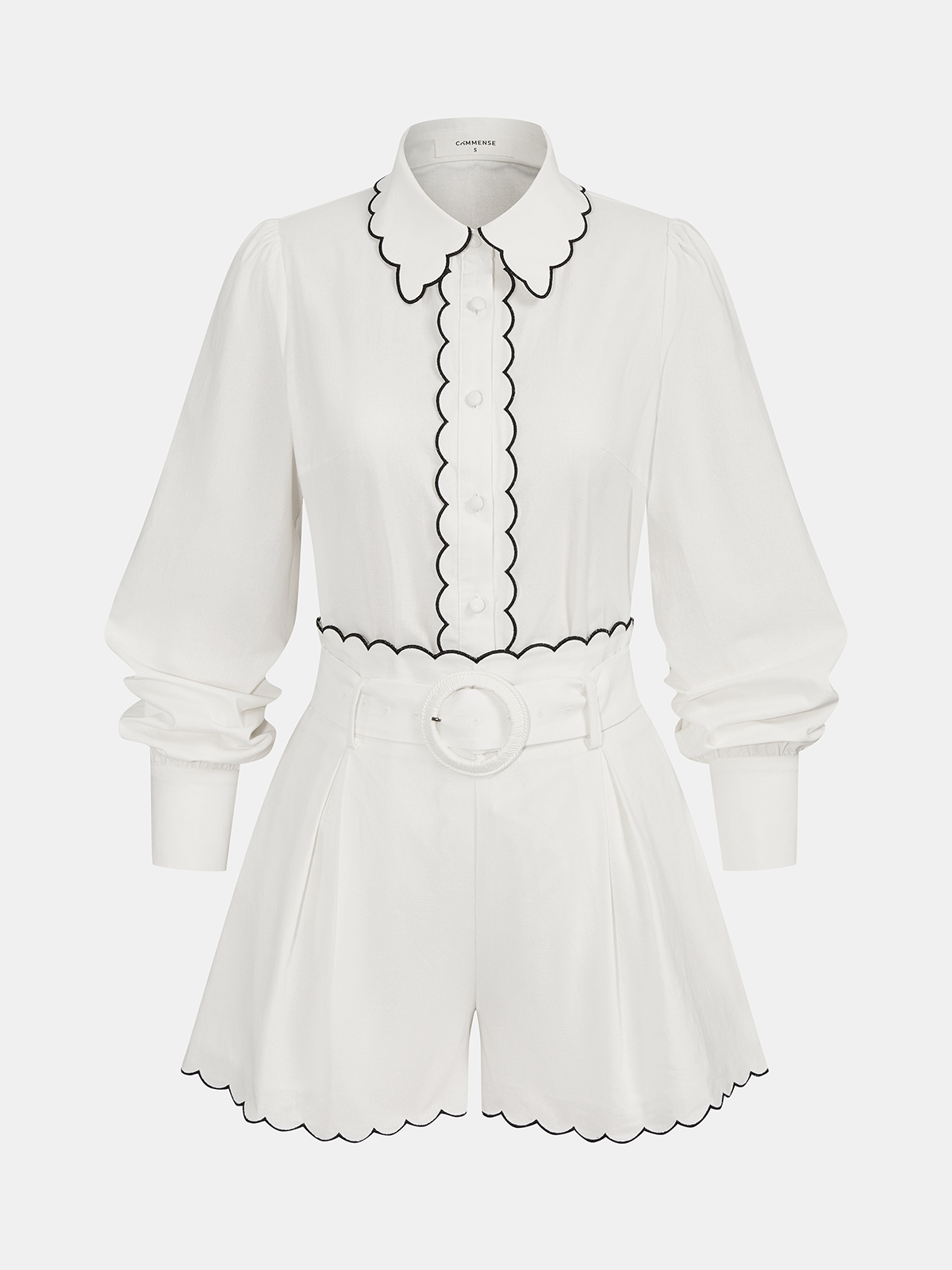 Cotton Scallop Trim Shirt & Shorts Set