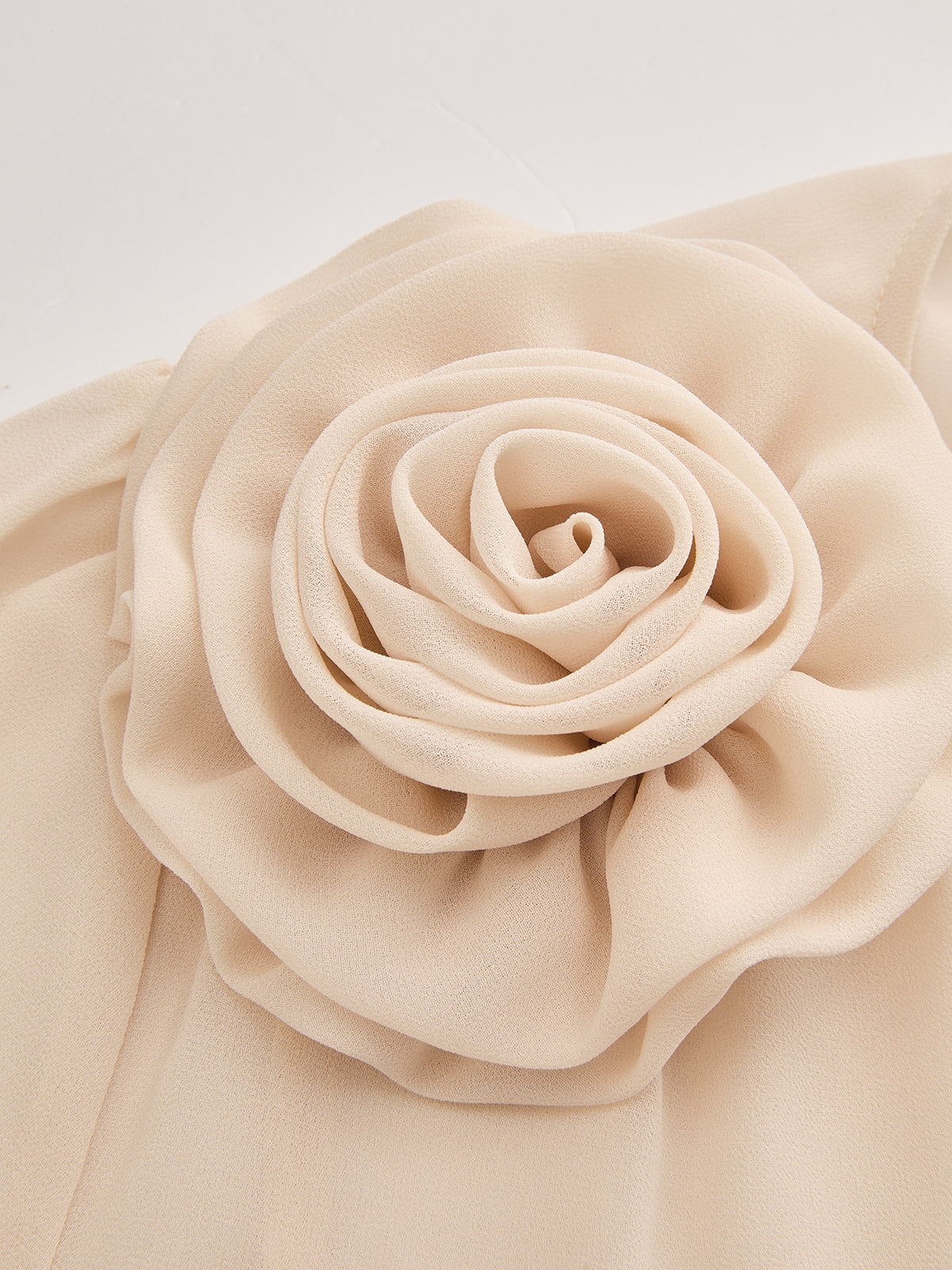V-Neck 3D Flower Puff Sleeve Blouse