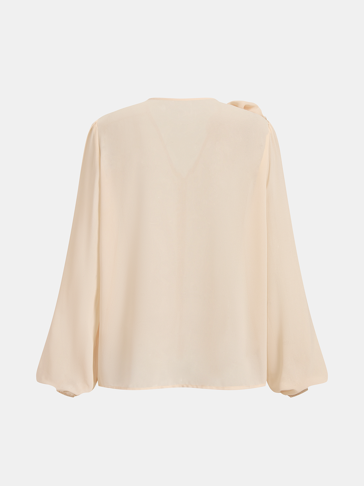 V-Neck 3D Flower Puff Sleeve Blouse