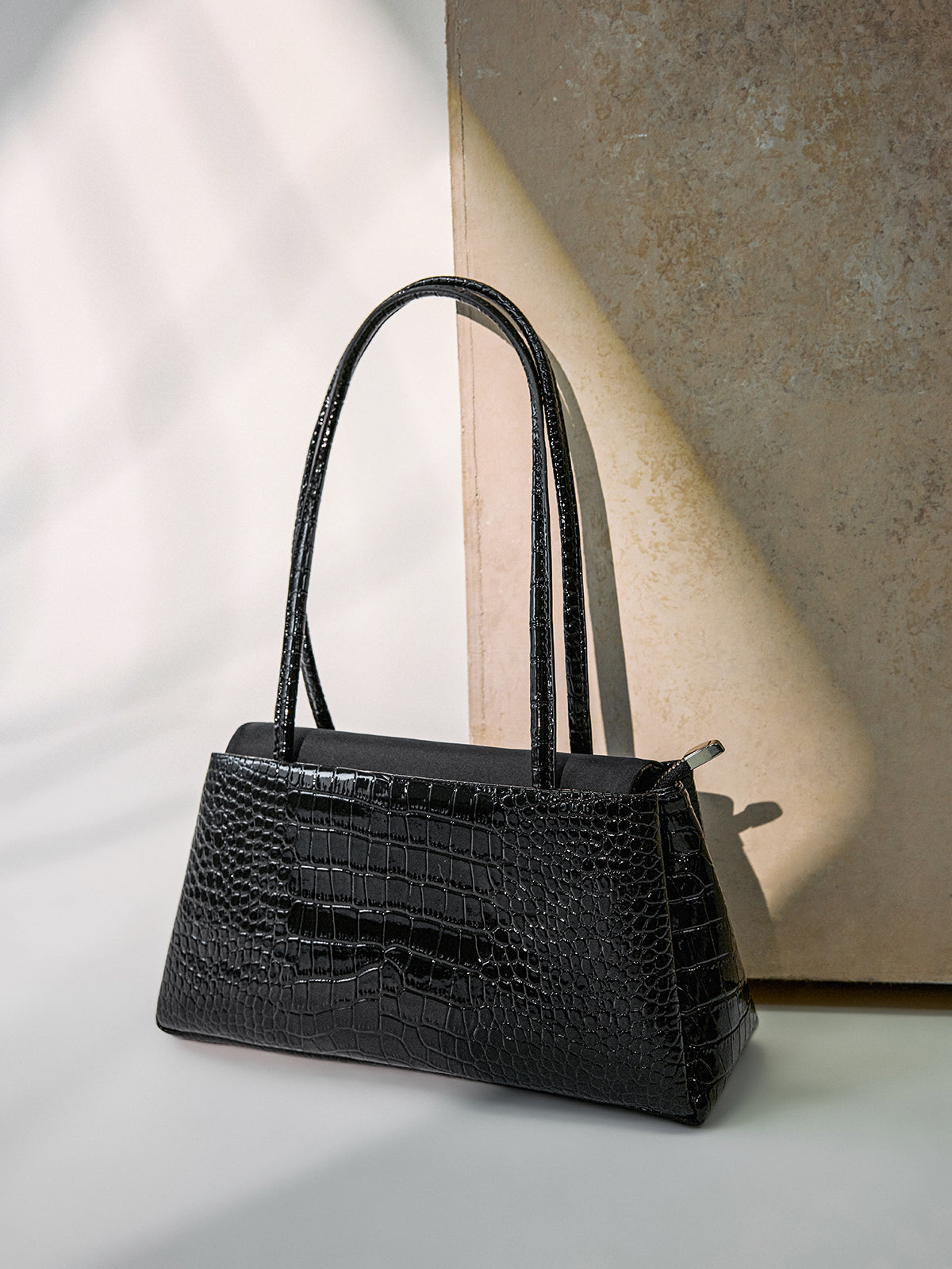 Crocodile Embossed Shoulder Bag