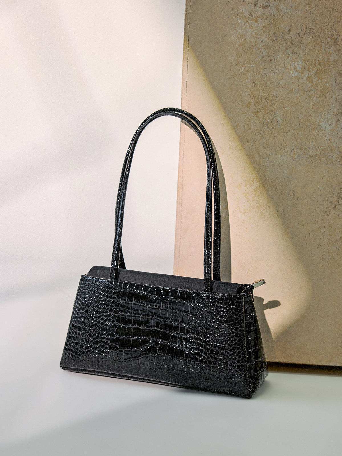 Crocodile Embossed Shoulder Bag