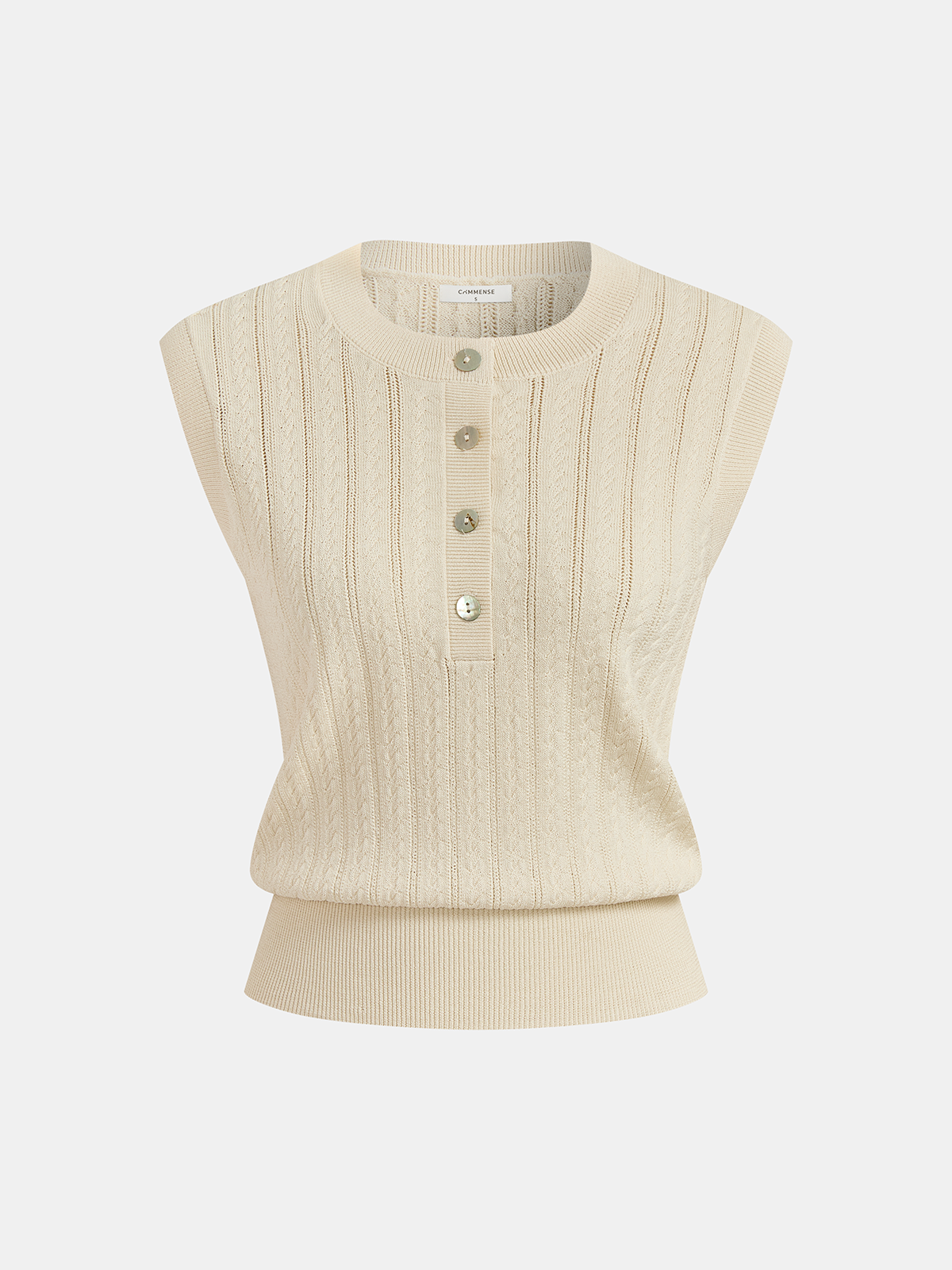 Gilet pull sans manches Henley en maille torsadée