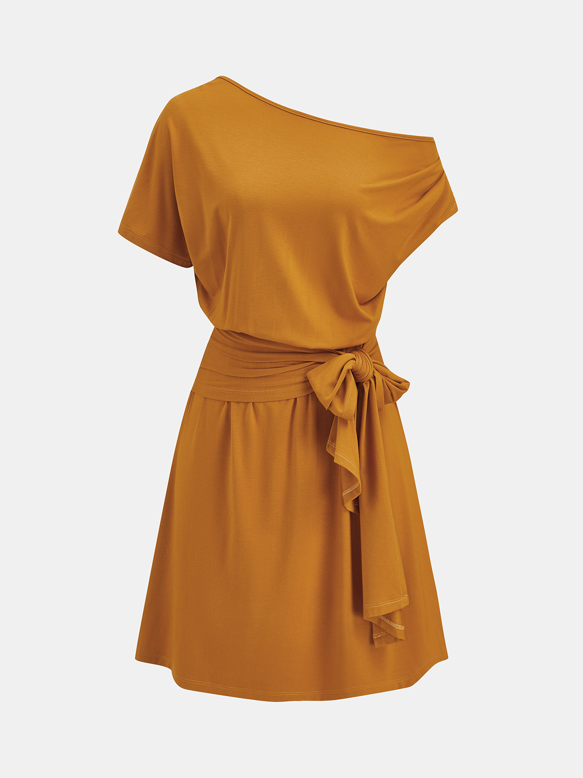 Off-Shoulder-Minikleid mit Bindegürtel