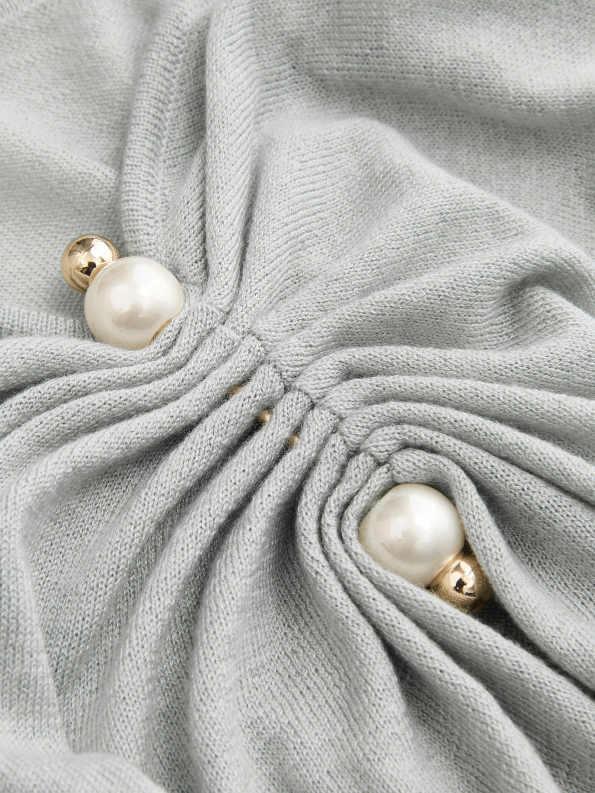 Wool Blend Off Shoulder Pearl Knit Top
