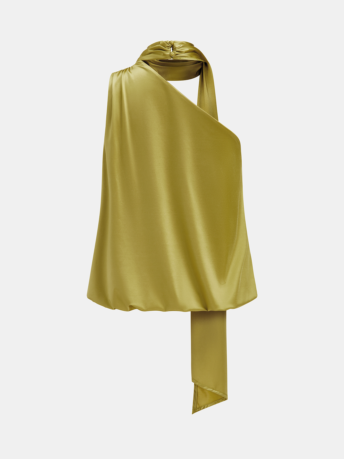Satin-Top mit Schleifenkragen und One-Shoulder-Schnitt