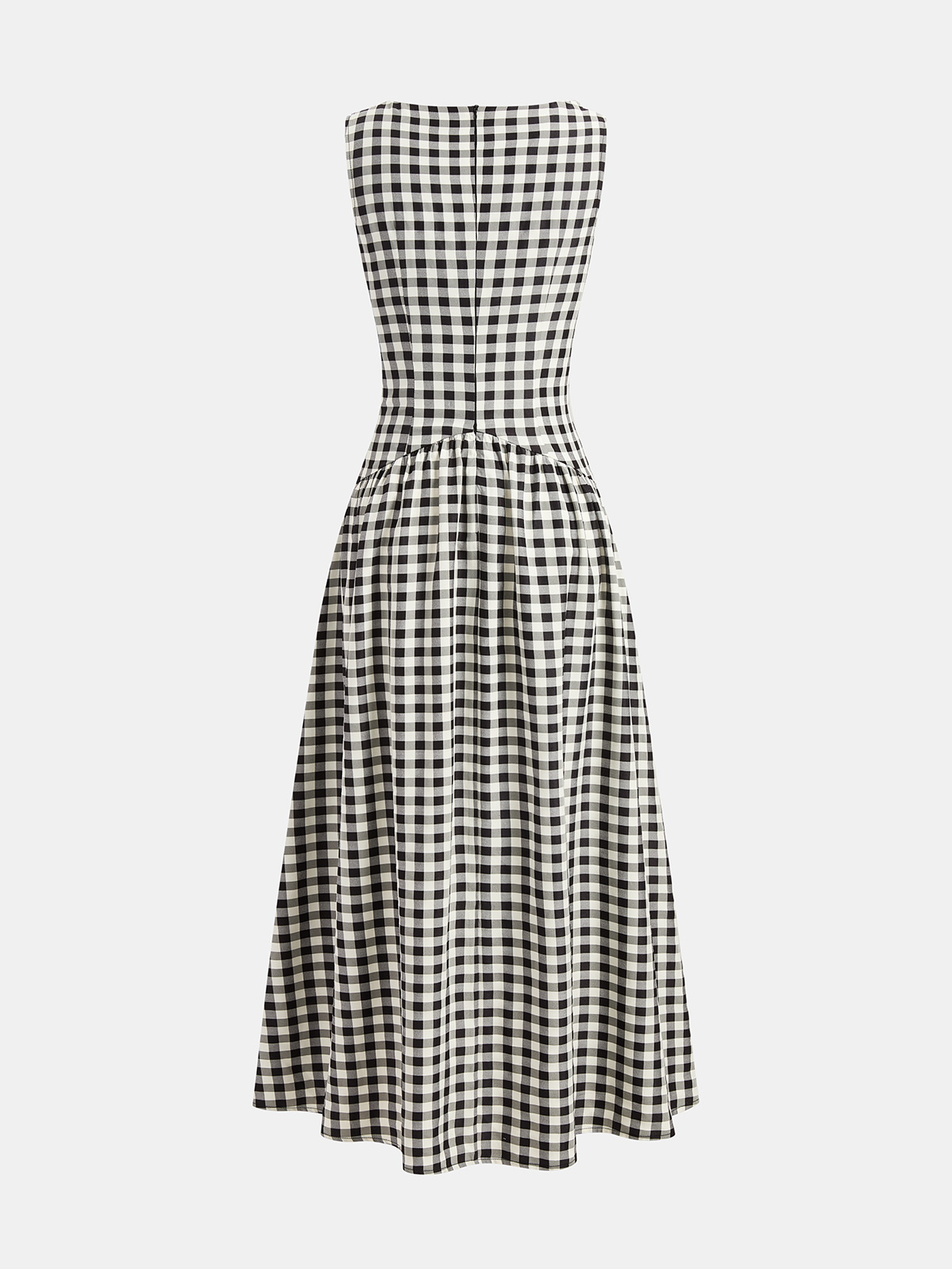 Ärmelloses Maxi-Kleid aus Gingham mit Spitze