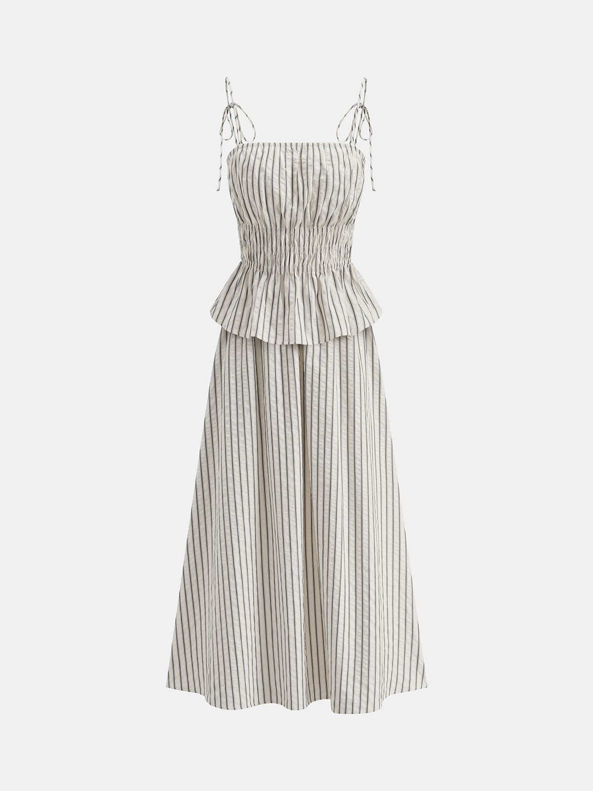 Striped Peplum Cami Top & Wide-Leg Pants Set