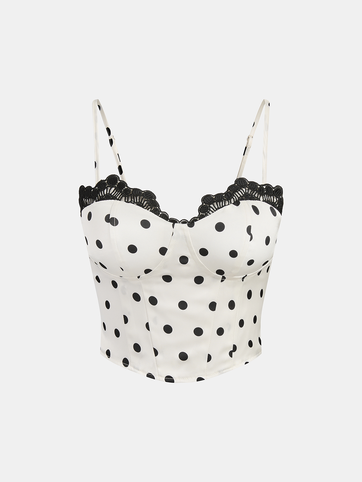 Polka Dot Lace Trim Cami Top & Skirt Sets