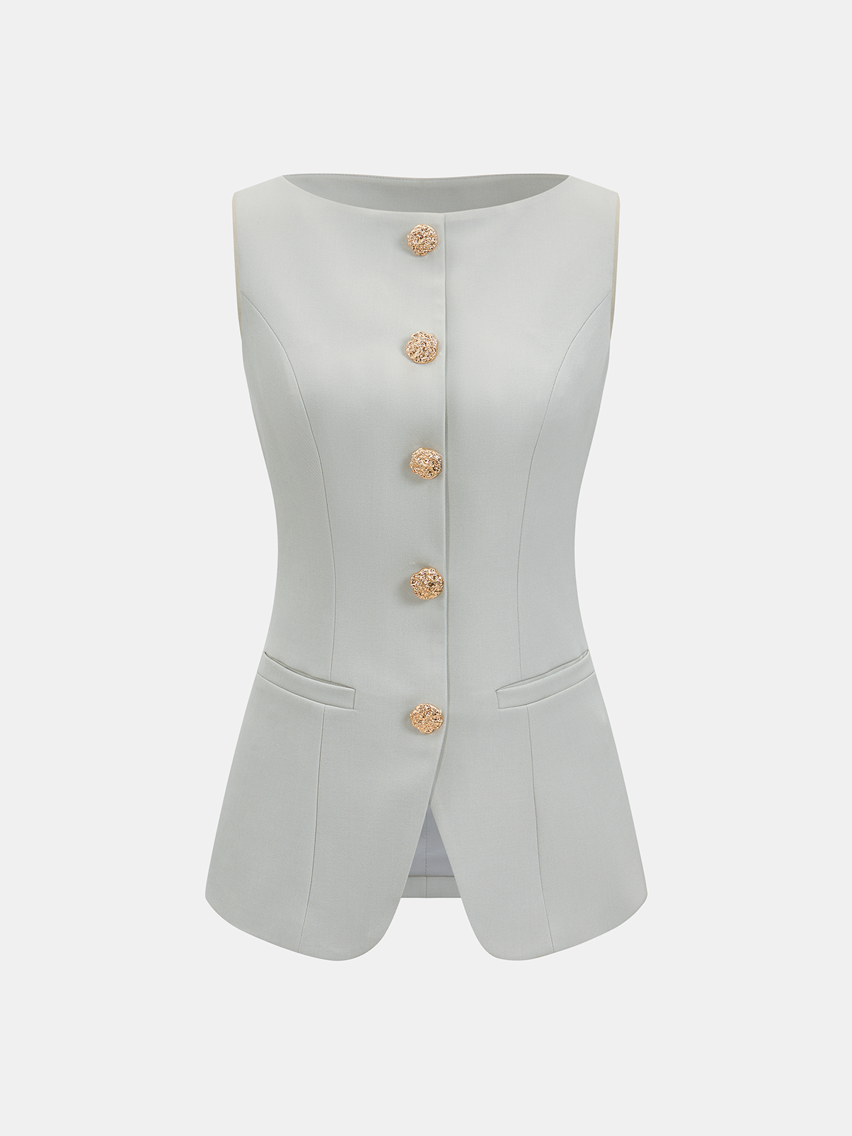 Metal Button Sleeveless Vest & Mini Skirt Set