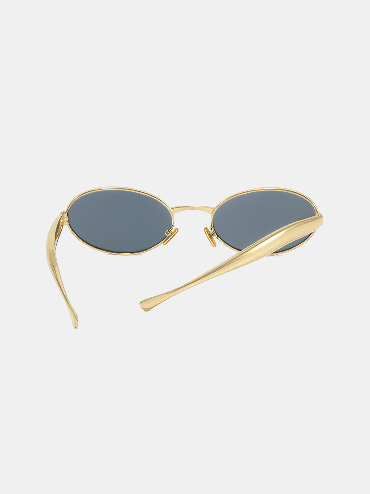 Sculpted Temple Oval Frame Sunglasses