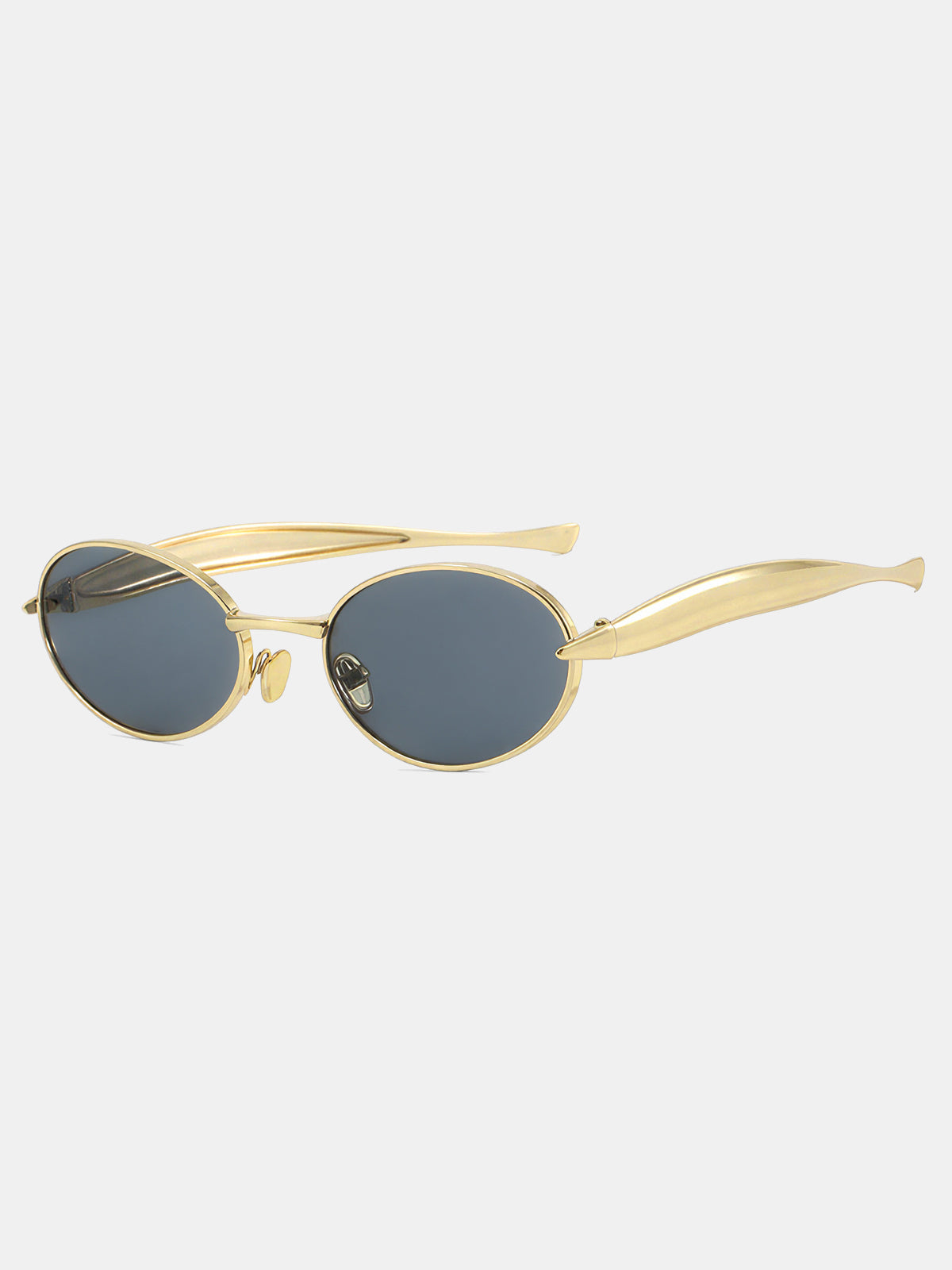 Sculpted Temple Oval Frame Sunglasses