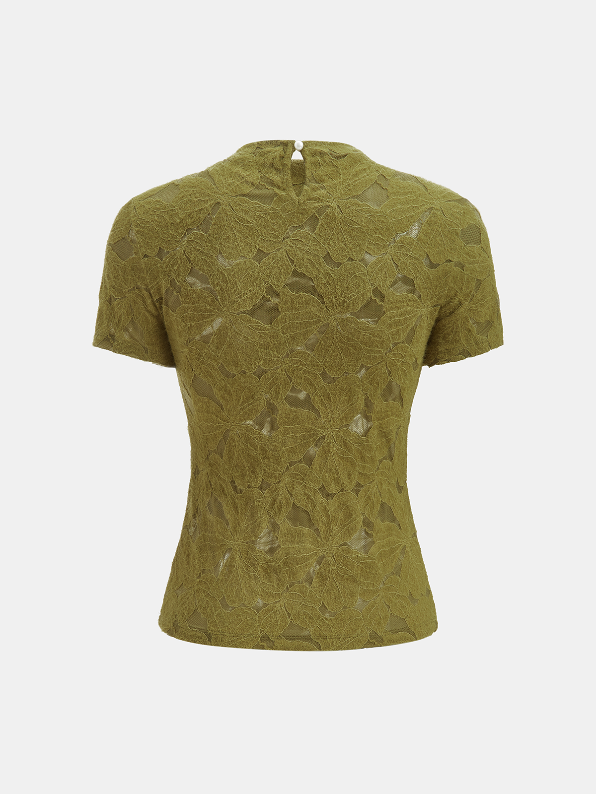 Pearl Embellished Lace Short Sleeve Top