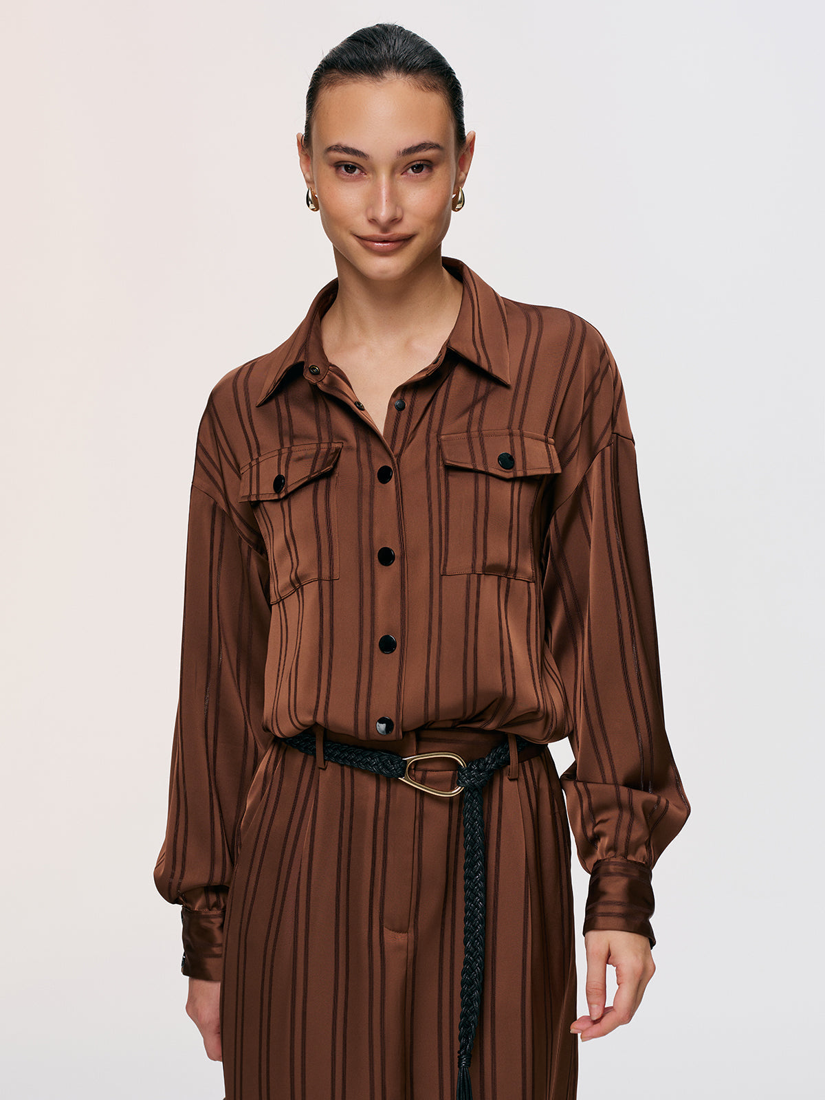 Striped Shirt & Midi Skirt Set