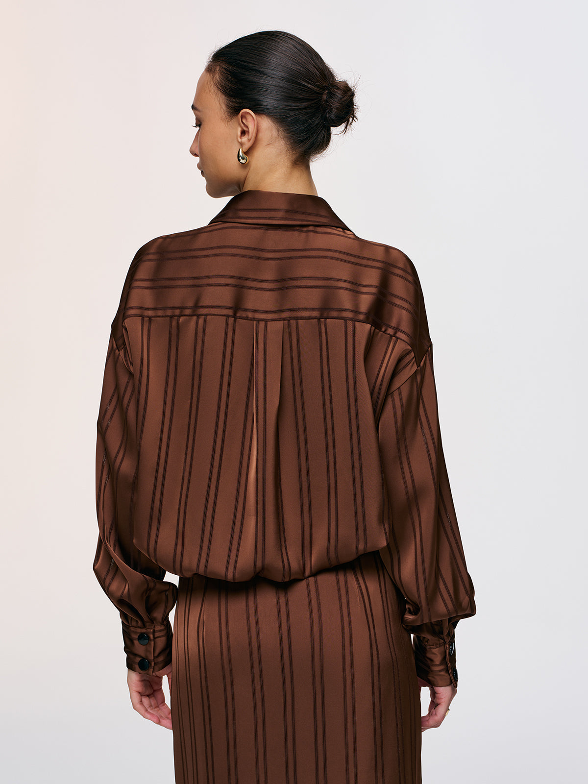 Striped Shirt & Midi Skirt Set