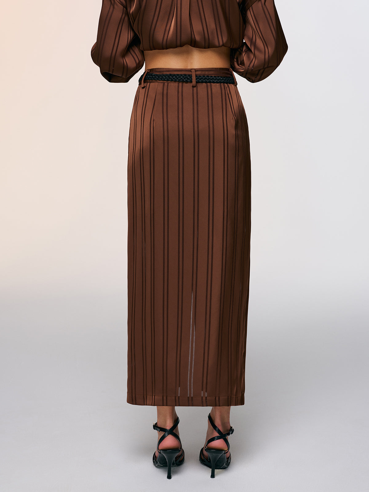 Striped Shirt & Midi Skirt Set