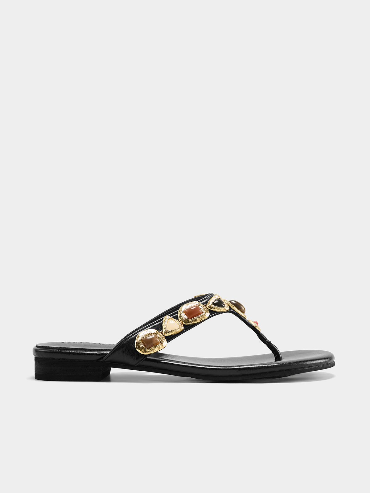 Gemstone Embellished Thong Sandals