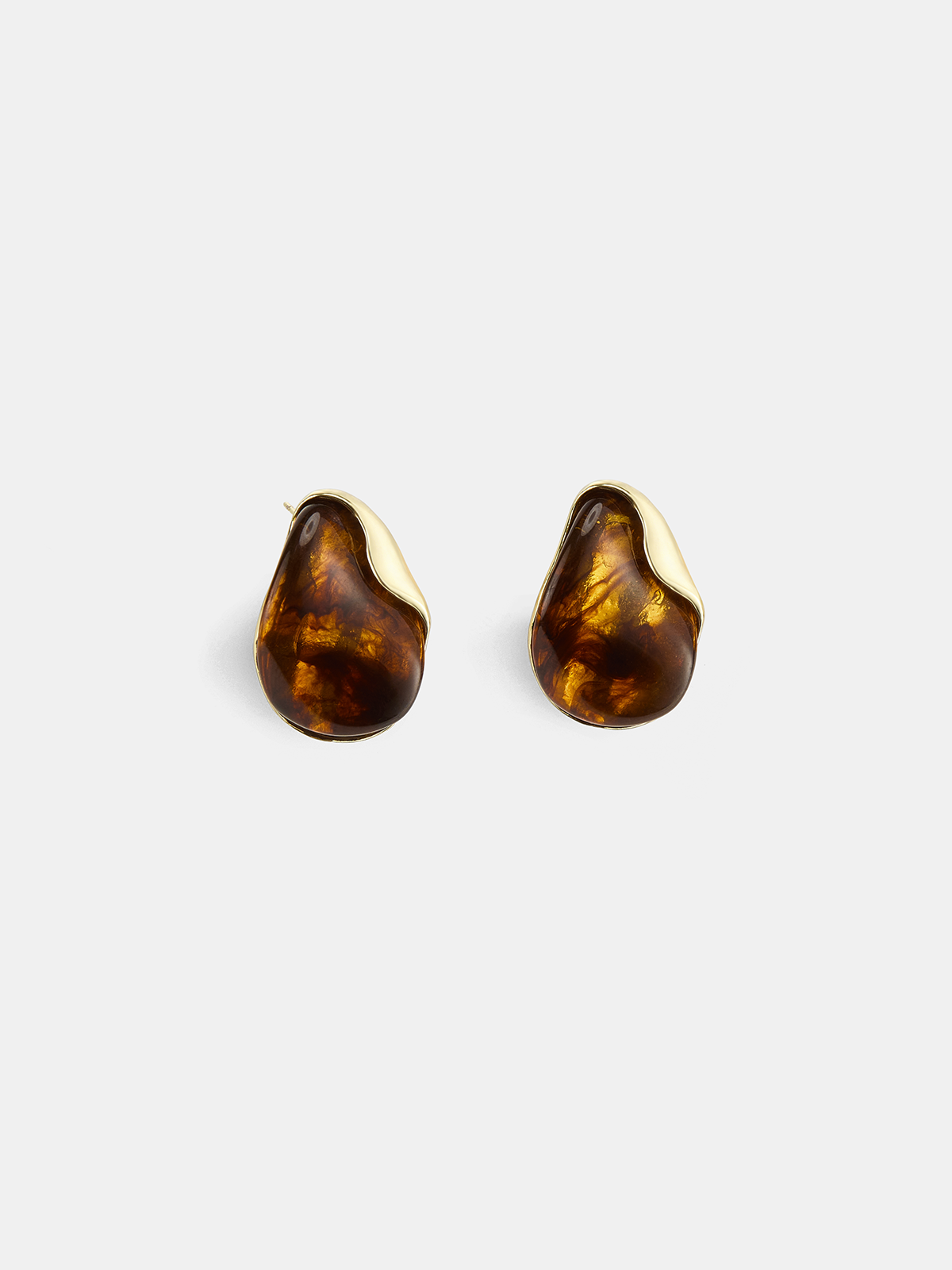 Tortoise Shell Teardrop Stud Earrings