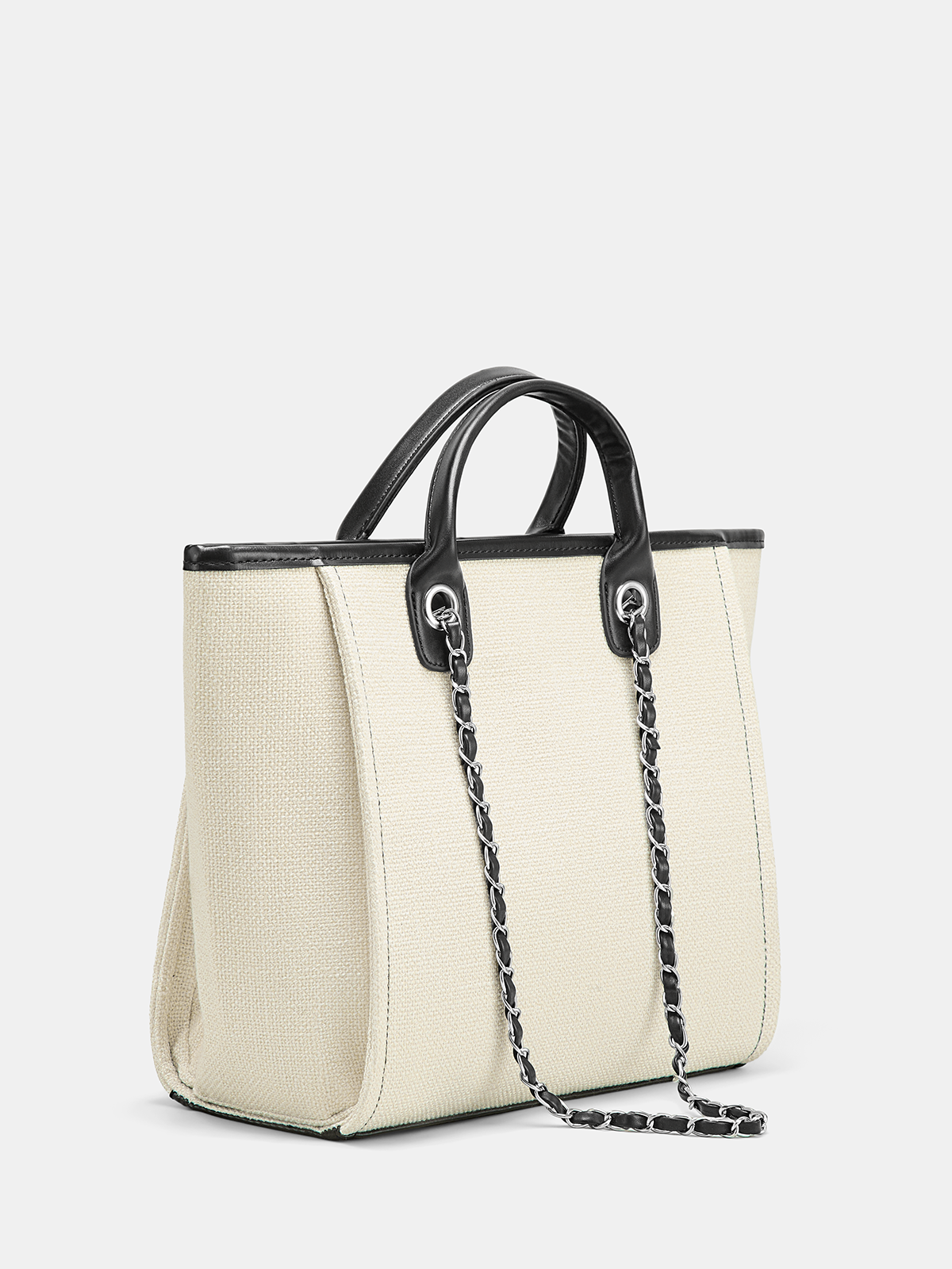 Chain Strap Canvas Tote Handbag