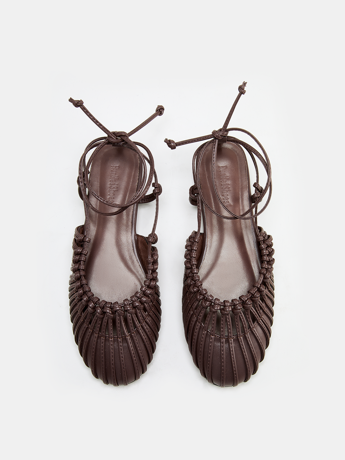 Leather Woven Lace-Up Flat Sandals