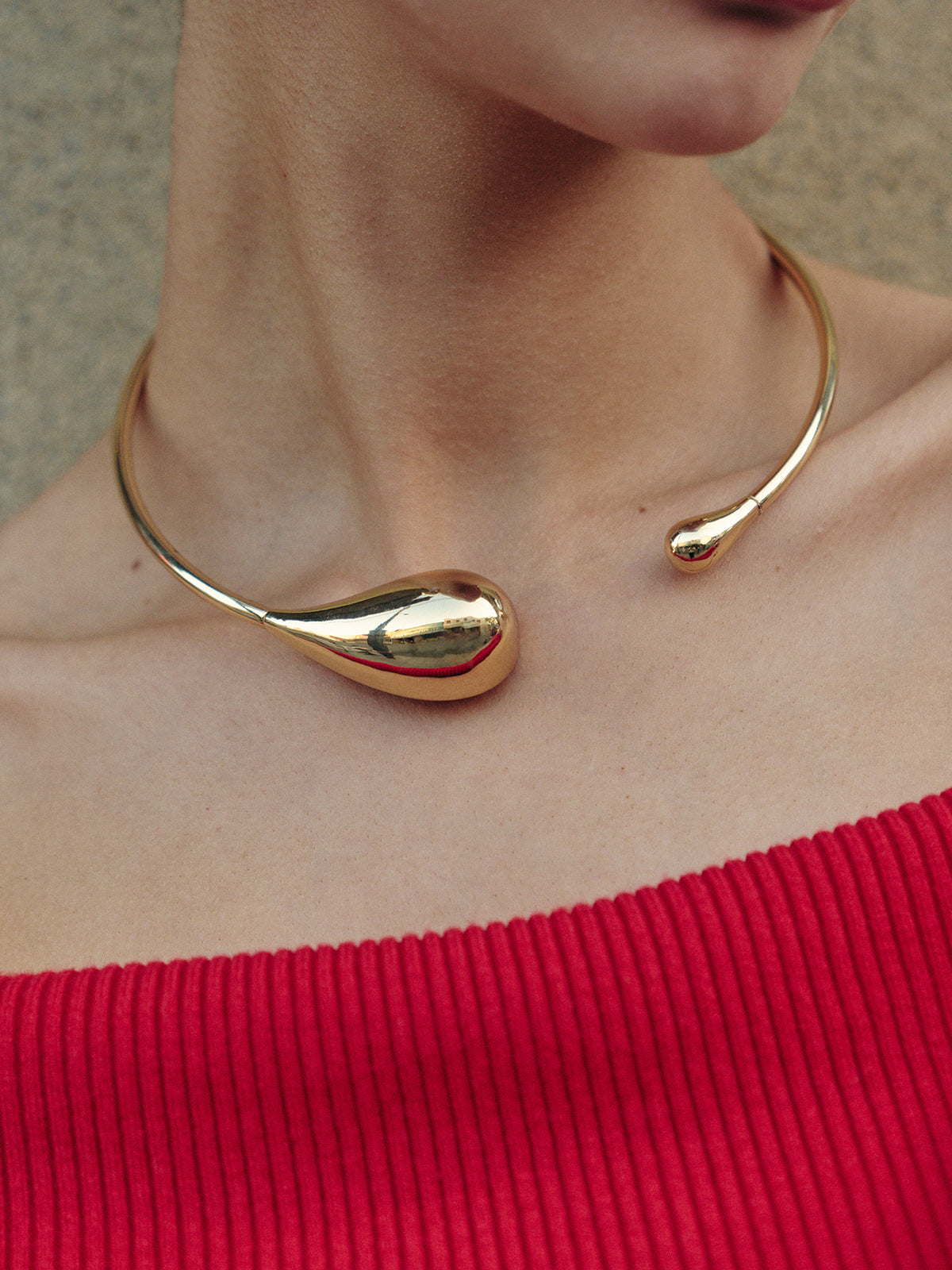 Minimalist Open Teardrop Torque Necklace