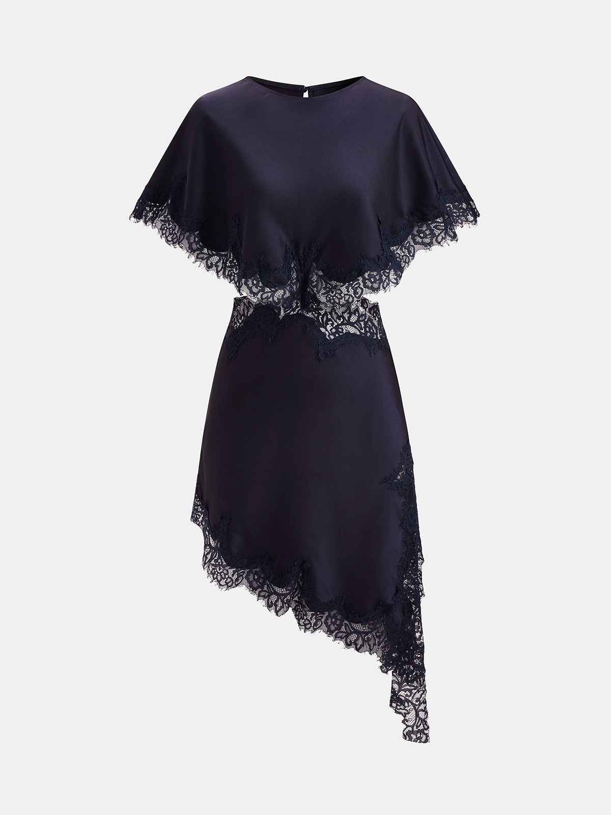 Mini-Satin-Kleid mit Spitzensaum, Cut-Out und Capelet