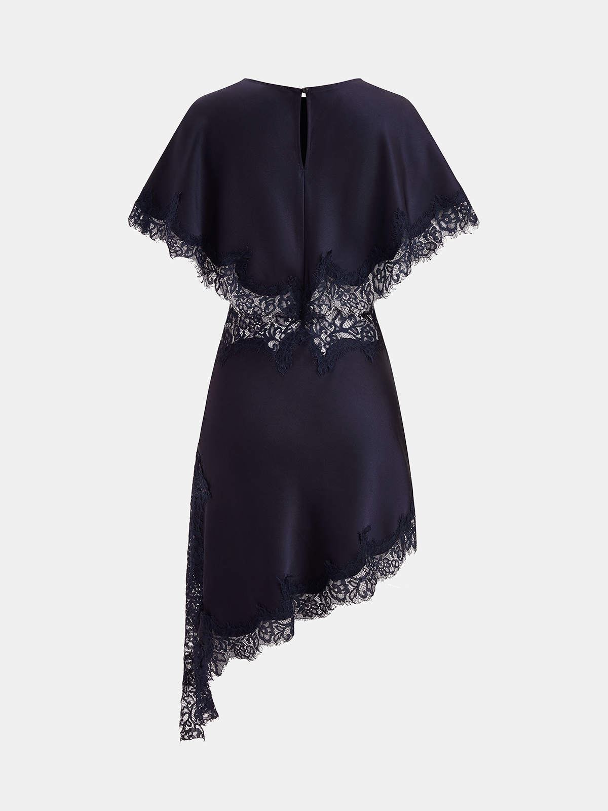 Mini-Satin-Kleid mit Spitzensaum, Cut-Out und Capelet