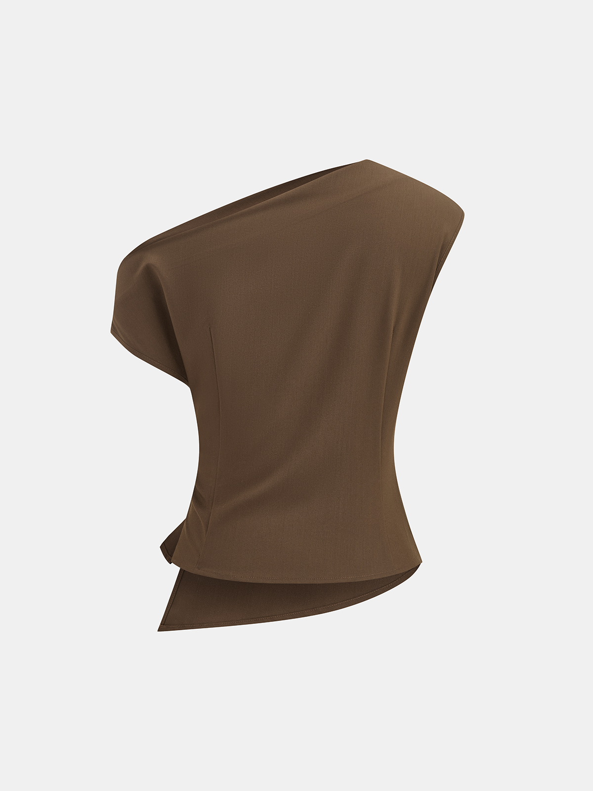 One Shoulder Ruched Buckle Blouse