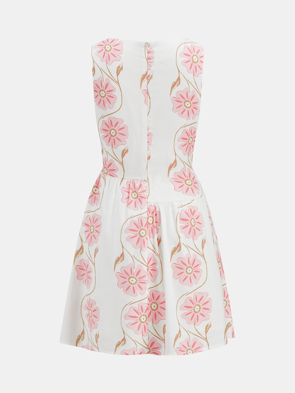 Floral Print Cotton Linen Sleeveless Dress
