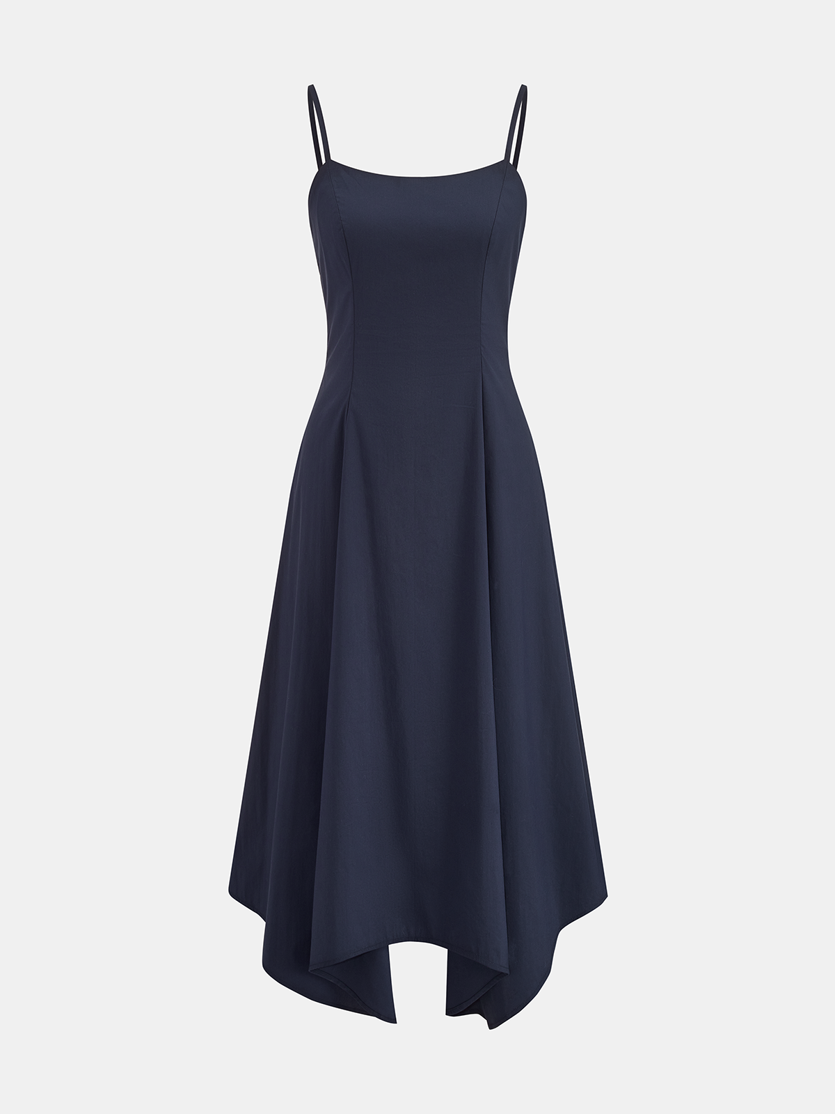 Midi-Kleid aus Baumwollmischung mit Kopftuch-Detail und Spaghettiträgern